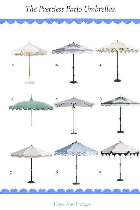 For a summer backyard refresh- LOVE these beautiful patio umbrellas! These outdoor patio umbrellas are simply stunning. Whether you're looking for scalloped umbrellas, fringe umbrellas, pool umbrellas (even some double as a beach umbrella!), luxury resort patio umbrellas or looks-for-less, you can find them here. Such a quick and easy way to elevate your summer patio! Backyard Refresh, Front Door Inspiration, Pool Umbrellas, Beautiful Front Doors, Summer Patio, Summer Backyard, Outdoor Patio Umbrellas, Door Inspiration, Umbrella Designs