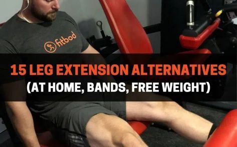 15 Leg Extension Alternatives (At Home, Bands, Free Weight) | PowerliftingTechnique.com Leg Extension Alternative, At Home Leg Extensions, Leg Press Alternative At Home, Leg Extensions At Home, Leg Extensions Workout, Leg Extension, Back Extensions, Diy Home Gym, Leg Curl