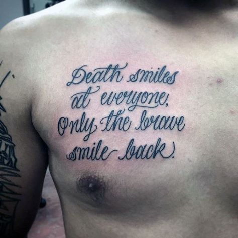 Chest Quote Tattoo, Chest Tattoo Quotes, Wörter Tattoos, Rip Tattoo, Tattoo Quotes For Men, Dr Woo, Good Tattoo Quotes, Tattoo Quotes For Women, Quote Tattoo