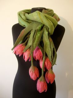 Wedding Shawls, Cape Blanket, Felted Clothing, Wool Shawl Wrap, Floral Shawl, Nuno Felt Scarf, Felted Scarf, Flower Scarf, 수채화 그림