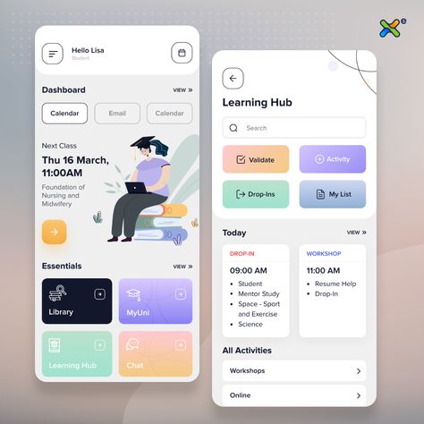 Study App Design, Study Apps For Students, Mobile App Dashboard, Student App, Ui Ux Design App, College App, Web App Ui Design, App Design Trends, Social App Design