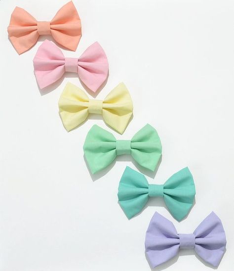 hair bows | Pastel Fabric Hair Bows | Bow me bow | Pinterest Tumblr, Pastel Cottage, Pastel Fabric, Pastel Bows, Fabric Hair Bow, Buat Pita, Hair Bow Tutorial, Fabric Hair Bows, Glitter Hair Bows