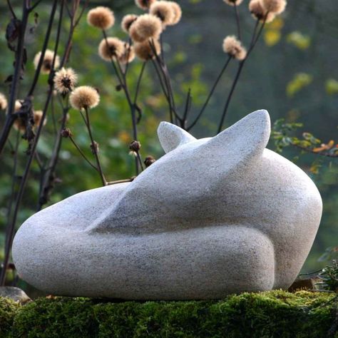 Animal sculpture carved in stone by Jennifer Tetlow Garden Sculpture, Stone Carving Sculpture, Fox Sculpture, Soapstone Carving, Garden Sculptures, Crystal Garden, Sculptures Céramiques, Sculpture Projects, Contemporary Garden