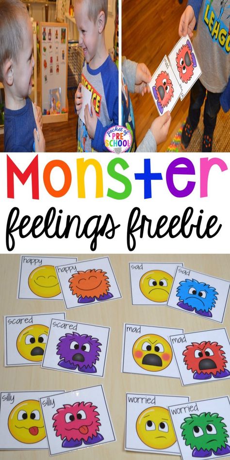 Monster Feelings, Emotions Craft, Emotions Preschool Activities, Feeling Cards, Feelings Activities Preschool, Feelings Preschool, Emotions Game, Feelings Games, Game For Preschool