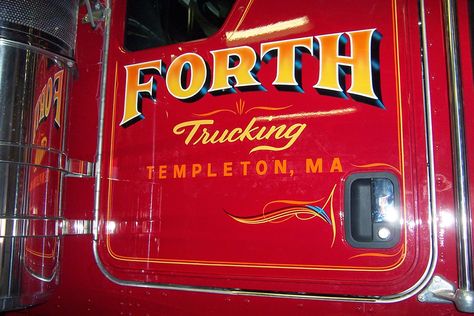 Dennis Day Designs - Lettering, Pinstriping; Murals: Hand Lettering Vintage Truck Door Lettering, Van Signwriting, Lettering Fonts Design, Hand Painted Lettering, Truck Lettering, Door Letters, Truck Graphics, Car Lettering, Truck Signs