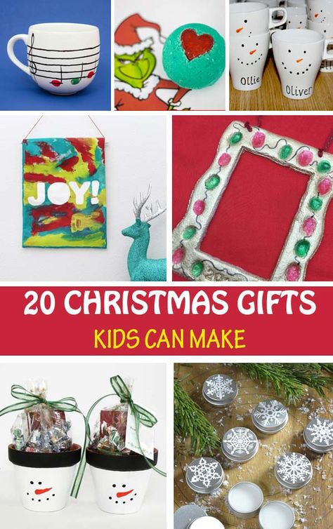 Christmas gifts kids can make: fingerprint gifts, spa gifts, art gifts, treats. Easy gift ideas for preschoolers, kindergartners and older kids to make for their grandparents, teachers, bus drivers, babysitter or classmates. Classroom Holiday Gifts For Parents, Kid Christmas Gifts For Grandparents, Winter Craft Gifts For Parents, Preschool Craft Christmas Gift, Parent Gift Ideas From Students, Christmas Gifts From Kids Diy, Christmas Crafts Gifts For Parents, Christmas Presents For Kids To Make For Parents, Diy Gifts From Toddlers Christmas