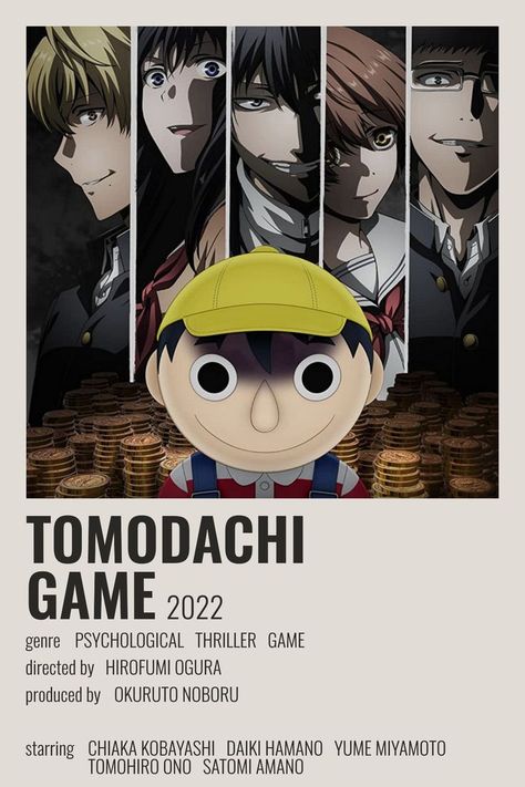 tomodachi game minimalist anime poster Tomodachi Game, Japanese Animated Movies, Anime Suggestions, App Anime, Good Anime Series, Poster Anime, Animes To Watch, Desen Anime, Good Anime To Watch