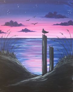 Pinots Palette, Paint Nite, Seni Cat Air, Event Details, Night Painting, Beach Painting, Painting Class, Beach Scenes, Learn To Paint