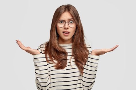 Suprised Face, Thinking Pose, Man Looking Up, Pretty Dark Skin, Surprise Face, Caucasian Woman, Woman Smile, Brunette Woman, Young Female