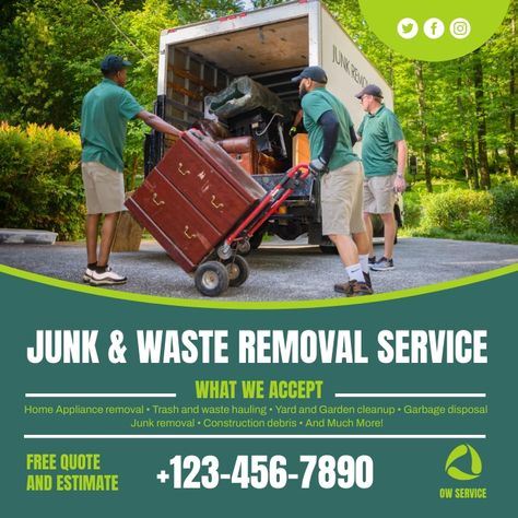 Junk Removal Business, Old Saybrook Connecticut, Cleaning Flyers, Cleaning Service Flyer, Garbage Collection, Rubbish Removal, Junk Removal Service, Instagram Template Free, Ig Templates