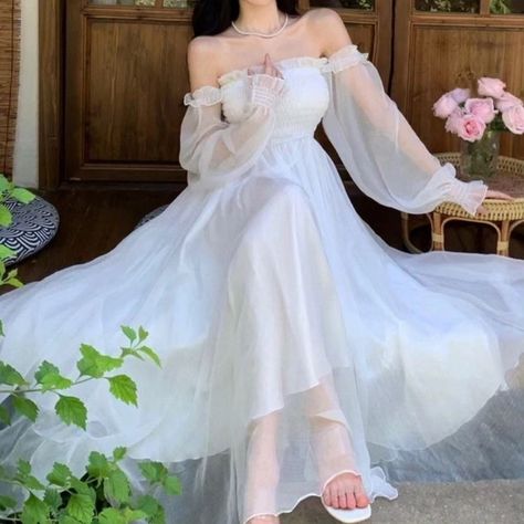 Top On Sale Product Recommendations!;Horetong Elegant Maxi Dresses For Women White Off Shoulder Puff Long Sleeve Elastic High Waist Party Gown Ruffle Holiday Dress;Original price: PKR 5997.13;Now price: PKR 5495.98;Click&Buy: https://s.click.aliexpress.com/e/_EjjPu6F Fairy Dress Cheap, White Mushroom Dress, White Milkmaid Dress Long, Y/n Dress, Moon Dress White, Faury Dress, White Fairy Dresses, Vintage Princess Dress Fairytale, White Fairycore Dress