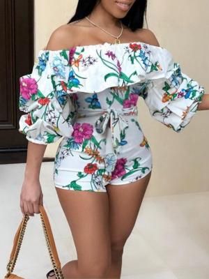 Fashion Weeks, Womens Rompers, Afrikaanse Mode, White One Piece, Jumpsuits And Romper, Bateau Neck, Sweet Floral, Wholesale Shoes, Cheap Shoes