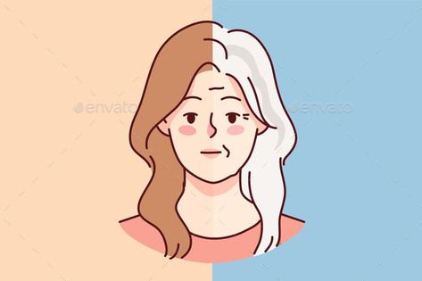 Younger and Older Woman Drawing Older People, Older Woman Illustration, Old Woman Drawing, Women Vector, Minimal Drawing, Minimal Drawings, Social Design, Young Art, Woman Illustration