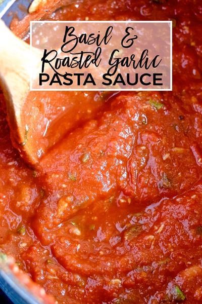 Try my easy basil roasted garlic tomato sauce today. This pasta sauce is thick and full of garlic and fresh basil. Serve it with your favorite pasta! Roasted Garlic Tomato Sauce Canning, Roasted Garlic Marinara Sauce, Basil Garlic Sauce, Tomato Basil Pasta Sauce Recipe, Best Tomato Basil Pasta Sauce, Roasted Tomato Basil Pasta, Homemade Garlic Pasta Sauce, Roasted Tomato Sauce Recipe, Roasted Tomato Pasta Sauce Recipes