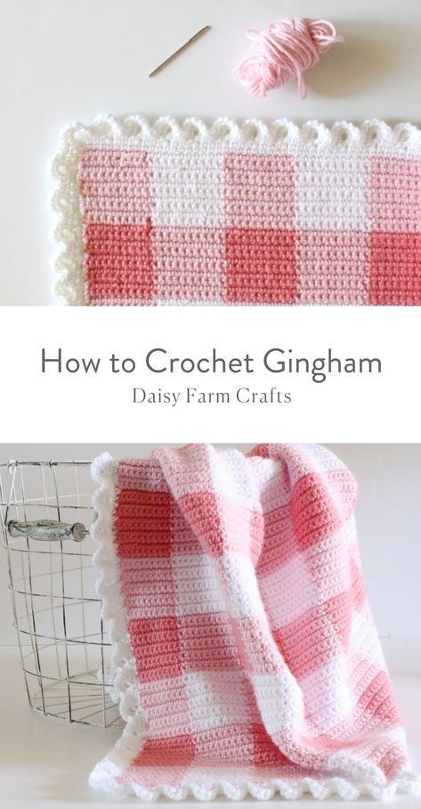 How to Crochet Gingham   #crochetpattern Crochet Things That Sell Well, Pink Crochet Ideas, Gingham Blanket, Modern Haken, Zig Zag Crochet, Crochet Pink, Crochet Stitches For Blankets, Crochet Blanket Designs, Easy Crochet Blanket
