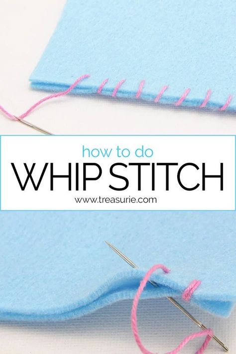 WHIP STITCH - How to Whip Stitch - For Seams & Applique |TREASURIE Sewing Stitches By Hand, Sewing Seams, Sewing Crochet, Applique Stitches, Whip Stitch, Fashion Sewing Tutorials, Sewing 101, Embroidery Tools, Diy Embroidery Patterns