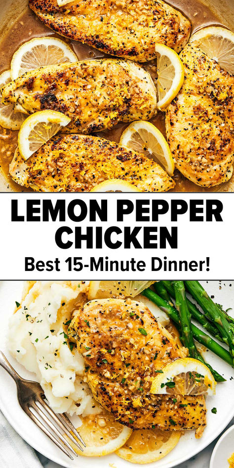 15-Minute Lemon Pepper Chicken Recipe. Essen, Lemon Pepper Chicken Dinner, Easy Lemon Pepper Chicken, Best Garlic Butter, Lemon Pepper Chicken Breast, Recipes With Chicken And Peppers, Pepper Seasoning, Healthy Chicken Breast, Lemon Pepper Seasoning