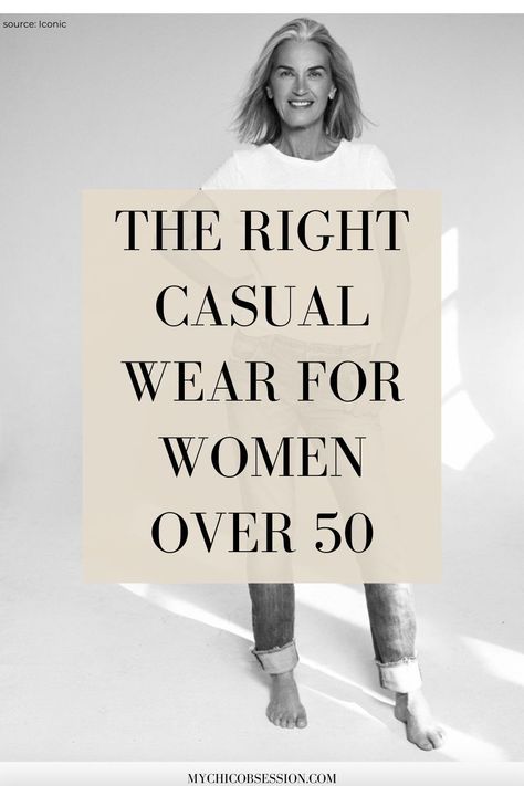 While it may seem like the fashion industry only caters to casual wear for younger women, women of all ages can rock casual outfits- including those over 50. With the right clothes, you don’t have to worry about looking like you are stuck wearing your daughter’s jeans either because there is a pair of jeans with the right style for you. Keep reading for the right casual wear for women over 50! #fashionover50 #fiftynotfrumpy Older Woman Outfit, Minimalist Wardrobe Women, Mode Over 50, Casual Look For Women, Casual Wear For Women, Real Women Fashion, Stylish Outfits Casual, Classic Outfits For Women, Jeans Outfit For Work