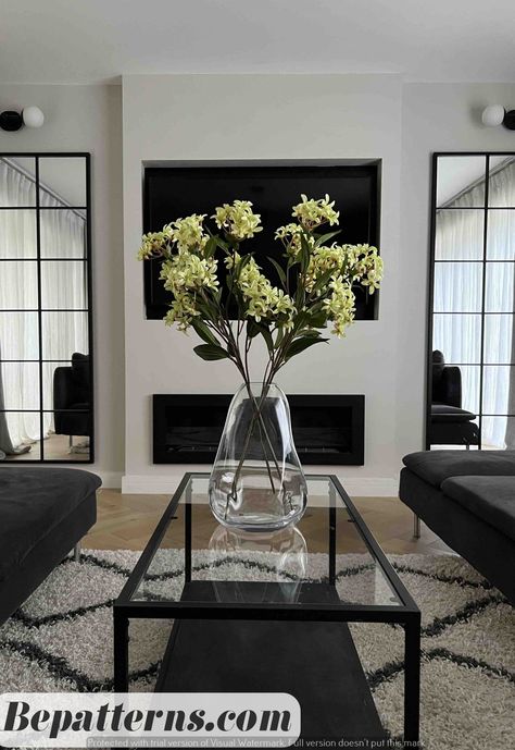 Cozy Living Room Decor | Free and Easy Ideas | Beginner-Friendly Black Grey Home Decor, Apartment Cheap Decor, Living Room Decor Open Space, Functional Decor Living Room, Townhouse Decorating Dining Room, Grey And Black Interior Design, Black White And Olive Green Living Room, Different Flower Arrangements, Monochrome Living Room Ideas