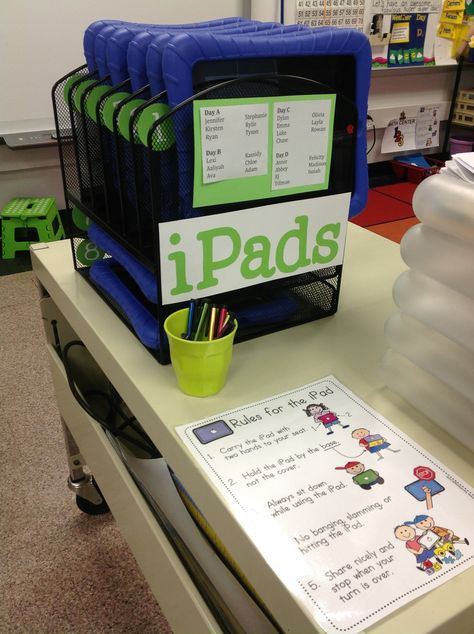 iPad station for my classroom using a file organizer from staples! Organisation, Ipad Station, Ipad Organization, Kindergarten Technology, Ipad Storage, Ipad Organizer, Library Organization, Teacher Tech, File Organizer