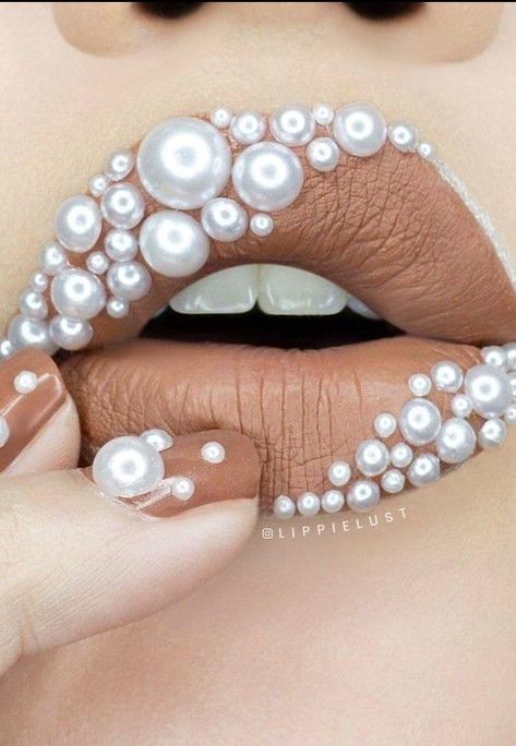 # Pearl Lips & Nails Lip Art, Drag Make-up, Lip Art Makeup, Lipstick Art, Lip Designs, Beautiful Lips, Lipstick Makeup, Lip Stain, Creative Makeup