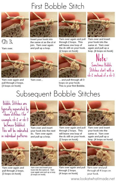 Lookatwhatimade Bobble Stitch Tutorial How To Crochet: Bobble Stitch Crochet Bobbles Tutorial, How To Crochet Bobble Stitch, Bobble Stitch Crochet Tutorial, Bubble Stitch Crochet, Bobble Stitch Tutorial, Crochet Bobble Stitch, Bobble Stitch Crochet, Bobble Crochet, Crochet Bobble