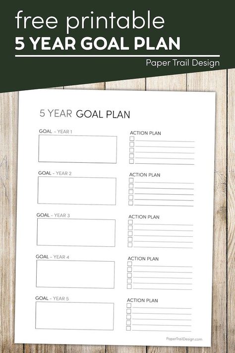 Print this free 5 year goal plan template and make goals and an action plan for each upcoming year. 5 Year Plan Template, Year Plan Template, Printable Name Tags, Paper Trail Design, Template Free Printable, 5 Year Plan, Trail Design, Goals Template, School Coloring Pages