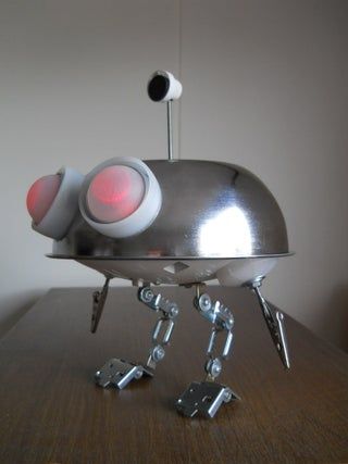 "*BATTERIES NOT INCLUDED" INSPIRED DESK JUNKBOT : 6 Steps (with Pictures) - Instructables Junk Art, Robot Assemblage, Futuristic Party, Nuts And Bolt, Iron Hinges, Diy Robot, Dremel Rotary Tool, Arte Robot, Batteries Not Included