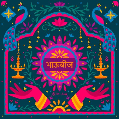 Design For Greeting Cards, Indian Festivals Illustration, Indian Graphic Design Illustrations, Diwali Graphic Design, Diwali Illustration Art, Indian Poster Design, Indian Illustration Art, Diwali Graphics, Indian Graphic Design