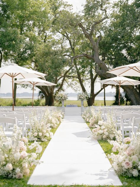 A Modern Romantic Fairytale Wedding At Lowndes Grove Romantic Fairytale Wedding, Wedding Isle Decorations, Outdoor Wedding Backdrops, Lowndes Grove Wedding, Wedding Aisle Outdoor, Wedding Ceremony Decorations Outdoor, Modern Wedding Ceremony, Wedding Isles, Modern Wedding Flowers