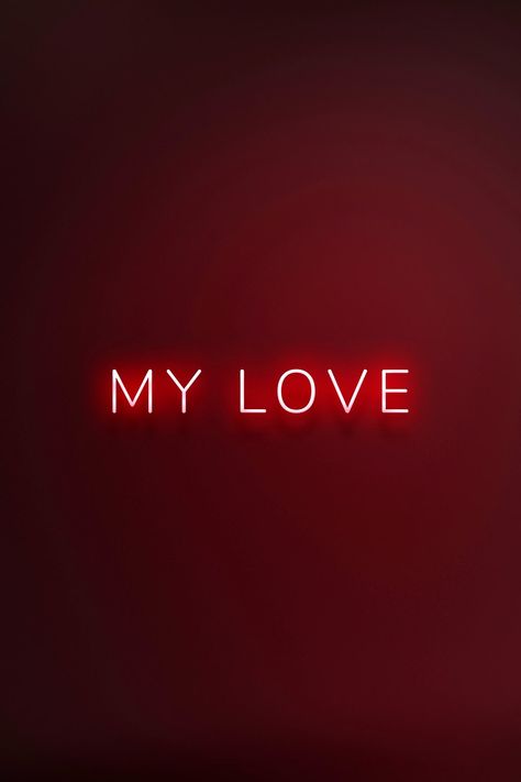 Glowing my love neon typography on a red background | free image by rawpixel.com Tumblr, Neon Gradient, Red Silhouette, Gradient Illustration, Neon Typography, Red Quotes, Red Names, Dark Red Background, Image Couple