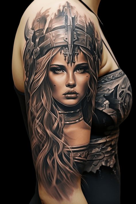 Badass Female Empowerment Tattoos for Feminist Women - On Your Journey Warrior Queen Tattoo For Women, Freyja Goddess Tattoo, Female Warrior Tattoo Goddesses, Female Goddess Tattoo, Woman Warrior Tattoo, Female Empowerment Tattoos, Female Empowerment Tattoo, Empowerment Tattoos, Tattoo Avant Bras