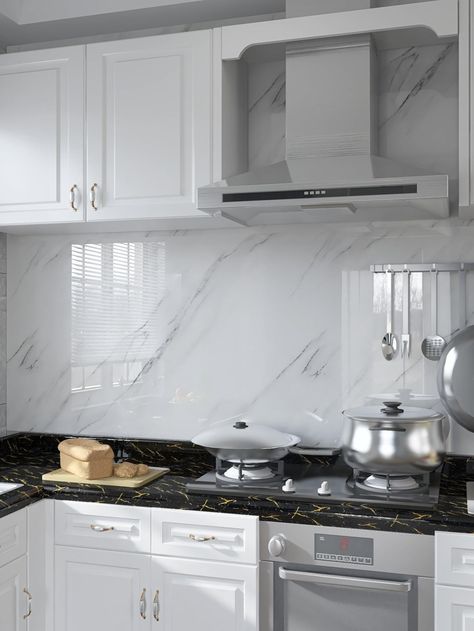 Marble Kitchen Wall, Kitchen Ideas Marble, Marble Kitchen Ideas, Pvc Kitchen, Marble Sheets, Bakery Shop Design, Kitchen Wall Decals, Kitchen Stickers, Casa Country