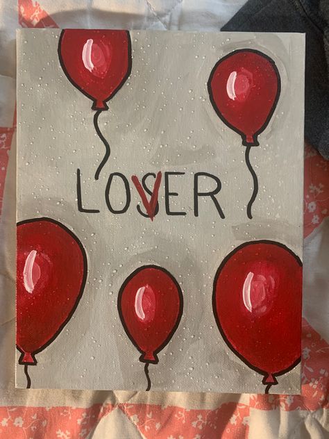 Canvas Artwork Emo Paintings Easy, Cute Things To Paint For Valentines Day, Easy Paintings To Recreate, Cute Love Paintings For Him Easy, Dessert Painting Easy, Fun Easy Canvas Painting Ideas, Easy Y2k Paintings, Easy Creepy Paintings, Cute Valentines Paintings Easy
