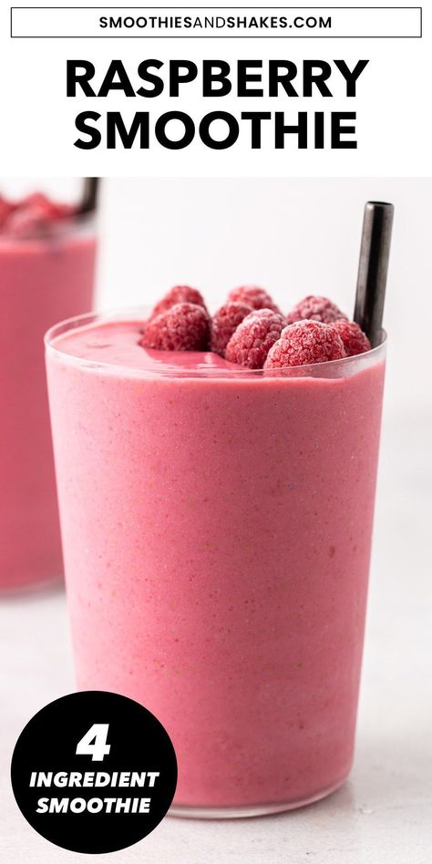 Essen, Frozen Raspberry Smoothie, How To Make A Raspberry Smoothie, Raspberry Smoothie Recipes Easy, Raspberry Smoothie Recipe, 4 Ingredient Smoothies, Raspberry Strawberry Smoothie, Raspberry Shake Recipe, Healthy Raspberry Smoothie