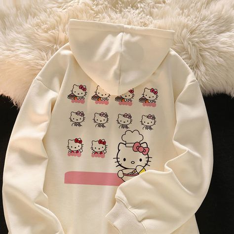 Women's Hoodies – Luxandluxy Hello Kitty Print, Hello Kitty Charm, Hello Kitty Hoodie, Stussy Hoodie, Sanrio Character, Hoodie Cartoon, Kitty Clothes, Hello Kitty Clothes, Kitty Stuff