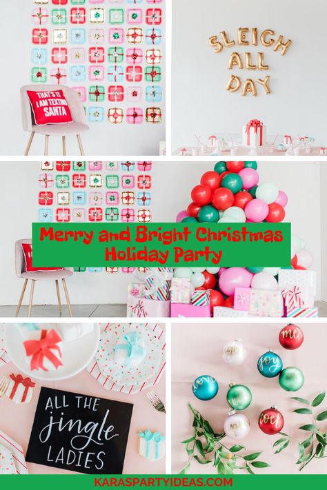 Kara's Party Ideas Merry and Bright Christmas Holiday Party | Kara's Party Ideas Merry And Bright Christmas Party, Christmas Present Cake, Balloon Company, Merry And Bright Christmas, Tv Photo, Christmas Holiday Party, Merry Bright Christmas, Gift Wrapping Bows, Bright Christmas