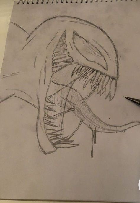 Venom, Drawing Sculpture, Monster Horror, Sculpture Pottery, Horror Drawing, Textile Arts, Creative Activities, Art And Craft, Pencil Drawing