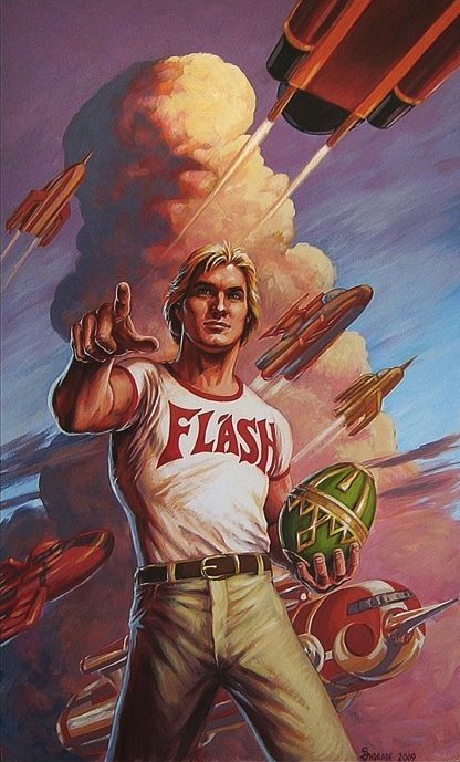 Flash Gordon painting by Stephen Andrade Science Fiction Art, Fantasy Films, Flash Gordon Movie, Indian Comics, Flash Gordon, Poster Movie, Film Images, Movie Series, Fantasy Movies