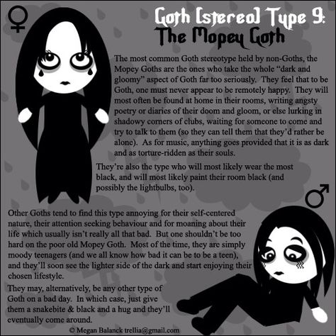 #09: Mopey Goth by Trellia.deviantart.com on deviantART Mopey Goth, Goth Types, Different Types Of Goth, Faerie Goth, Perky Goth, Goth Culture, Goth Diy, Gothic Crafts, Goth Styles