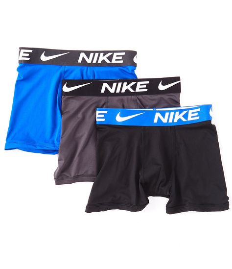 From Nike&#x2C; these boxer briefs feature:3-PackSolid colorsMoisture-wicking&#x2C; Dry-FIT fabricNo flyLogo on waist band Recycled polyester Machine wash; tumble dryImported. Nike Shorts, Dream Dresser, Kawaii Logo, Boys Nike Shorts, Cute Boxers, Boys Boxers, Fly Logo, Outfit Inspired, Boys Nike