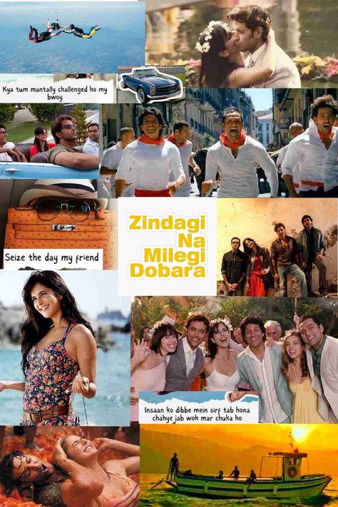 znmd aesthetic #kabirlaila Znmd Aesthetic Poster, Znmd Aesthetic Wallpaper, Znmd Quotes Words, Bollywood Fanart, Zindagi Na Milegi Dobara, Movie Frames, Vintage Bollywood Aesthetic, Bollywood Aesthetic, Bollywood Theme