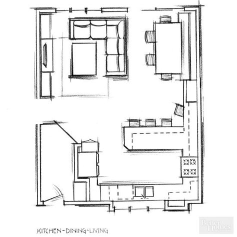 floor plan Kitchen Layouts With Island, Lower Cabinets, Open Kitchen And Living Room, Kitchen Island Plans, Kitchen Island Bar, Kitchen Floor Plans, Kitchen Designs Layout, Fourth Wall, Paying Bills