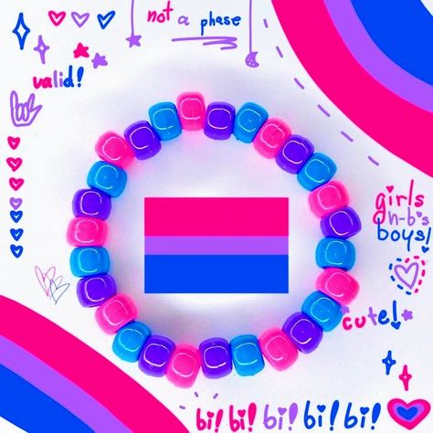 Indie Bracelet Ideas, Pride Bracelet Diy, Bi Bracelet, Bisexual Bracelet, Pink Kandi, Cottagecore Kawaii, Pride Bracelets, Pastel Cottagecore, Pulseras Kandi