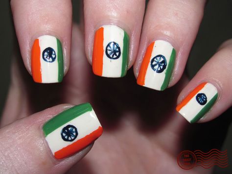 Indian Flag Nails Indian Nails, Peacock Crafts, Flag Nails, Indian Independence Day, Flag Crafts, Unghie Nail Art, Country Nails, Indian Flag, Daily Nail