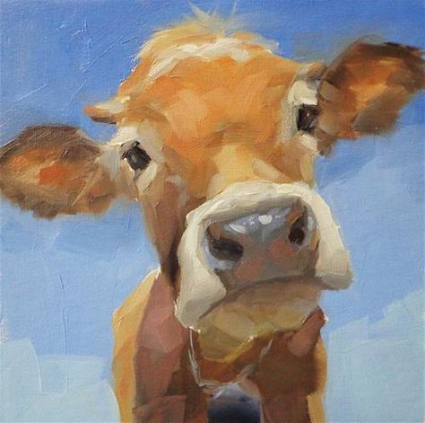 Cow Painting Aesthetic, Animal Close Up Art, Cow Art Prints, Close Up Cow Drawing, Painting A Cow, Cow Close Up, Cool Small Paintings, Aesthetic Cow Painting, Cute Cow Paintings On Canvas