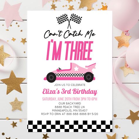 Pink 4th Birthday Party, Fourth Birthday Party Themes, Pink Birthday Party Theme Ideas, Kids 4th Birthday Party Ideas, 4year Birthday Party Ideas Girl, 4 Birthday Theme Girl, Need Four Speed Birthday Theme Girl, Cant Catch Me Im 3, Girl Fourth Birthday Party Theme