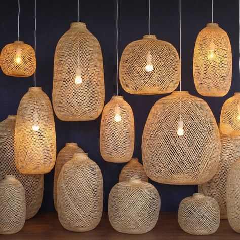 Rattan Lighting, Boho Bedrooms, Fish Trap, Chalet Chic, Rattan Chandelier, Fishing Basket, Basket Lighting, Bamboo Light, Pendent Lighting