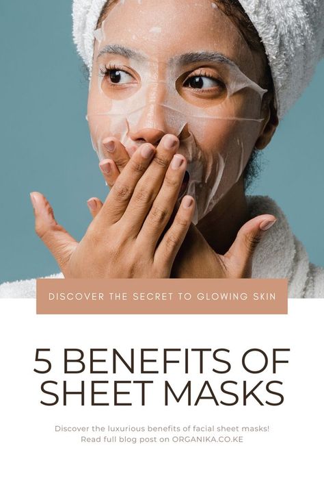 This is a blog post about the top 5 benefits of sheet masks. Read full blog post on ORGANIKA.CO.KE Benefits Of Face Masks, Farmasi Sheet Mask, Benefits Of Sheet Masks, Sheet Mask Benefits, Mask Quotes, Honey Face Mask, Hydrating Face Mask, Mask Sheet, Facial Sheet Mask