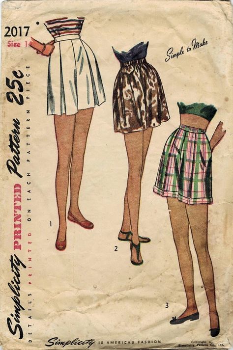 It's Shorts Weather! Couture, Retro Sewing Patterns, Vogue Sewing, Creation Couture, Pleated Shorts, 1940s Fashion, Moda Vintage, Simplicity Patterns, How To Make Shorts